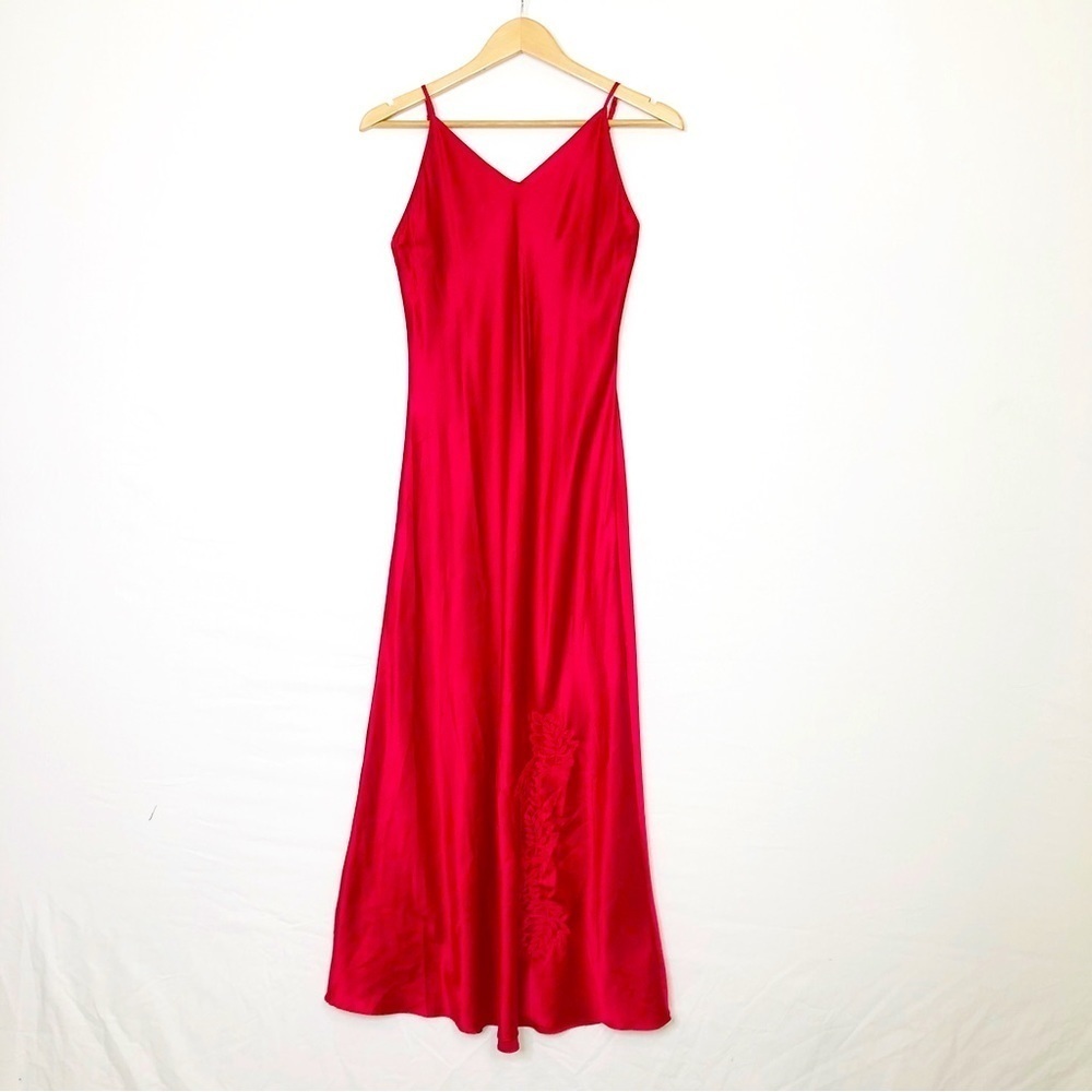 Cabernet Sleepwear red satin maxi slip dress❤️